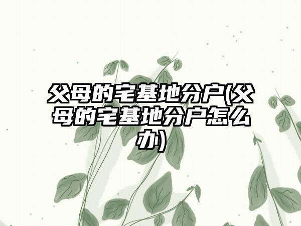 父母的宅基地分户(父母的宅基地分户怎么办)